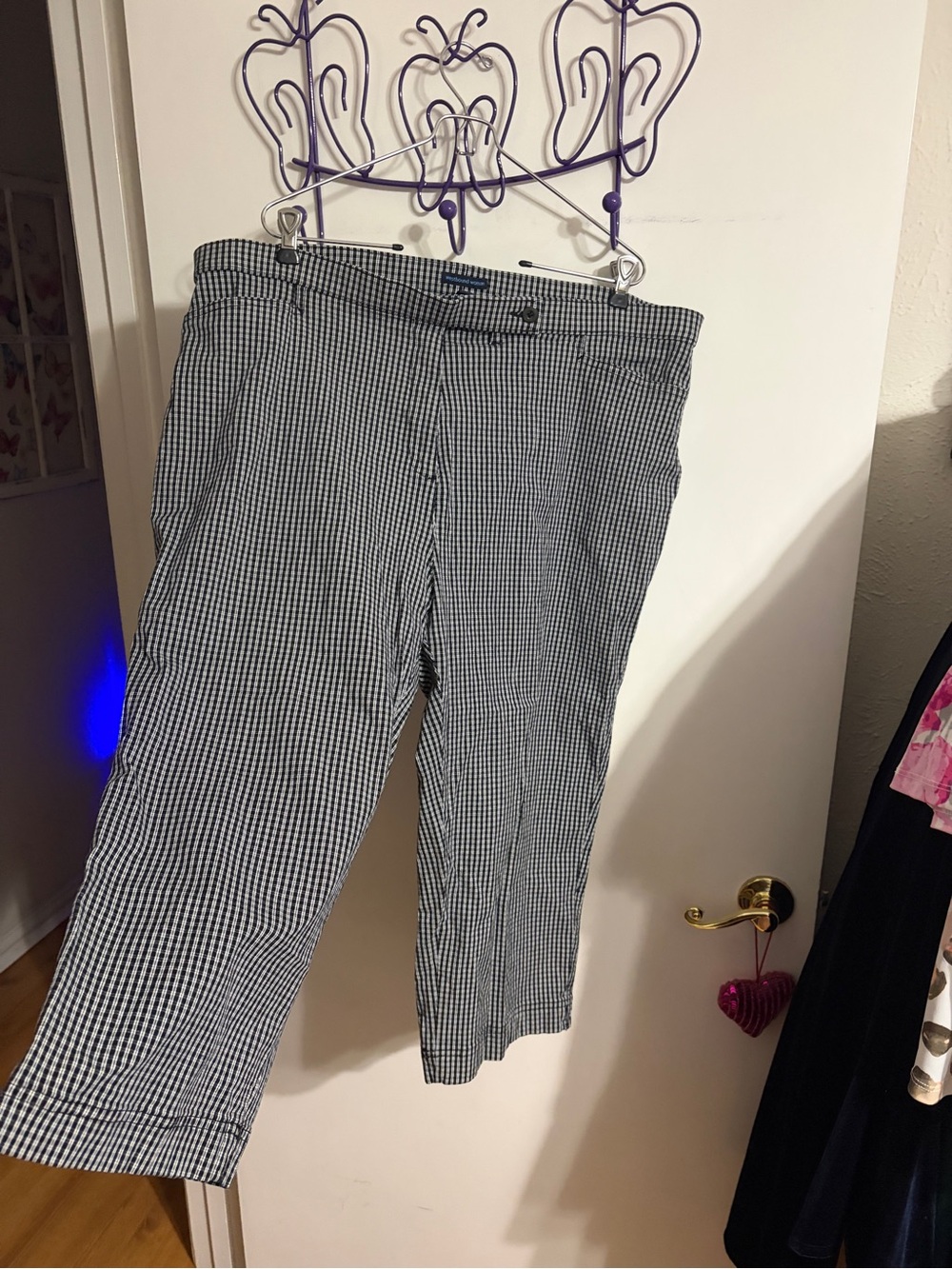 💜 20w Westbound Woman Black and White Gingham Cropped Pants